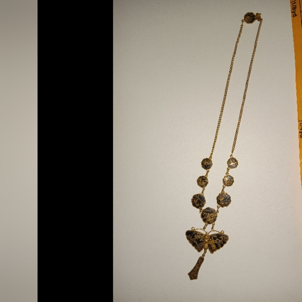 Vintage Japanese butterfly necklace